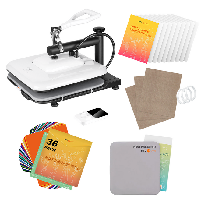 HTVRONT Manual Heat Press White - Premium Kit