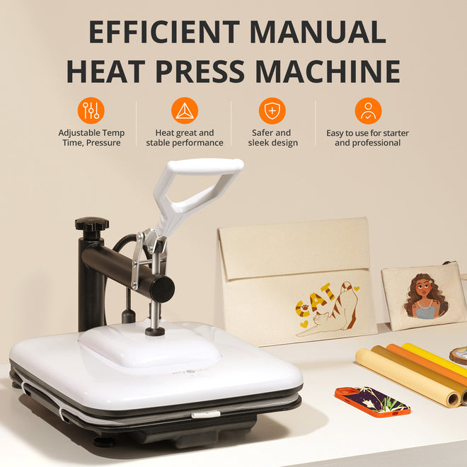 HTVRONT Manual Heat Press Machine 38 × 38 cm, 220–240V