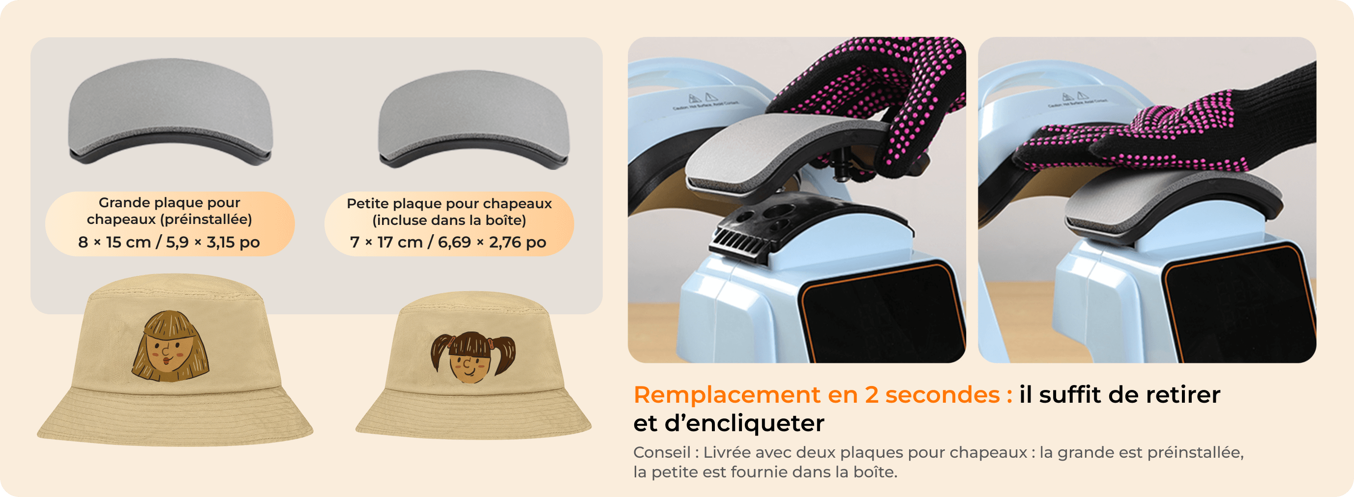 2 Hat Platens for Adult and Children's Hats