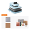 HTV DART beginner kit featuring a light blue and dark gray UV curing machine, a gray cutting mat, brown paper sheets, colorful ribbons, and other crafting accessories on a white background.(EU)