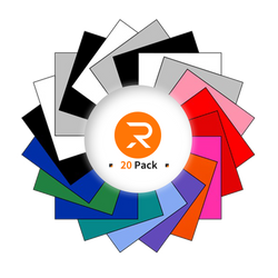 20-pack of colorful square sheets with a brand logo in the center on a white background