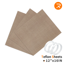 Teflon sheets with a roll of white tape on a white background, featuring the brand logo.