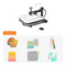 A heat press machine kit shown on a white background, with a large top-down view of the white and black heat press and several included accessories arranged below in a collage. The orange text label reads 'Premium Kit'.(EU)