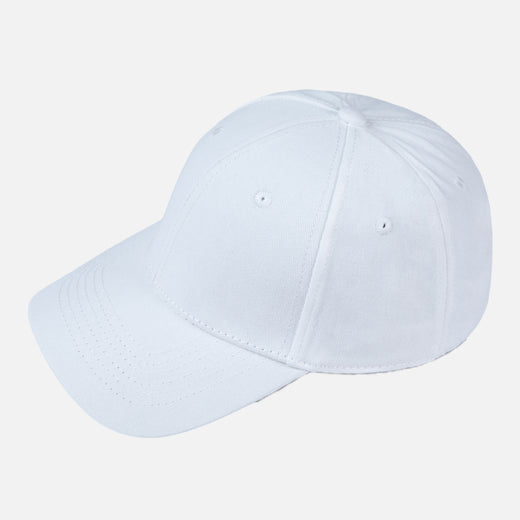 White baseball cap on a light gray background