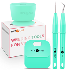 Turquoise weeding tools set with HTV RONT branding on a white background