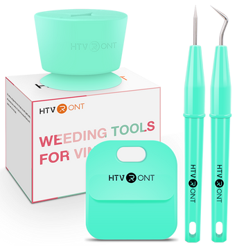 Turquoise weeding tools set with HTV RONT branding on a white background