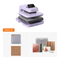 HTV Bot beginner kit featuring a lavender and gray HTV Bot machine, a gray cutting mat, brown paper sheets, colorful vinyl sheets, and other crafting accessories on a white background.(EU)