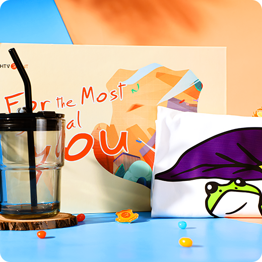 Tote bag with frog design, glass with straw, and colorful background