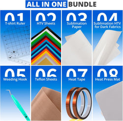 55 Pack Heat Press Accessories for 38 × 38 cm Heat Press Machine