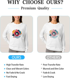 Comparison of a white sweatshirt with floral design between 'OURS' and 'OTHERS' on a light gray background.